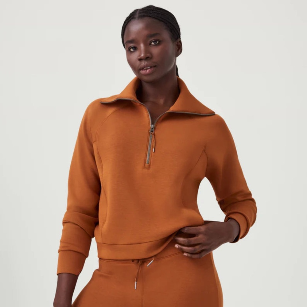 Spanx AirEssentials Half Zip Sweatshirts Butterscotch